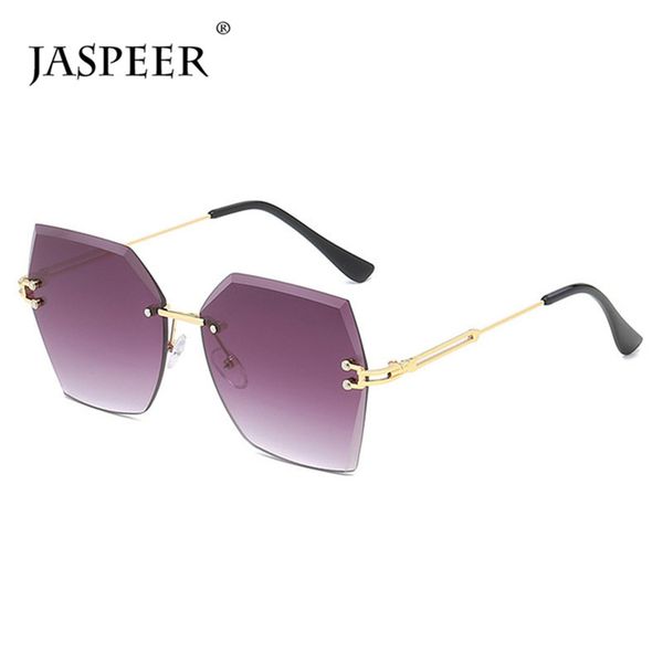 

jaspeer oversized rimless sunglasses men women brand designer driving sun glasses metal frames shades vintage uv400 sun glasses, White;black
