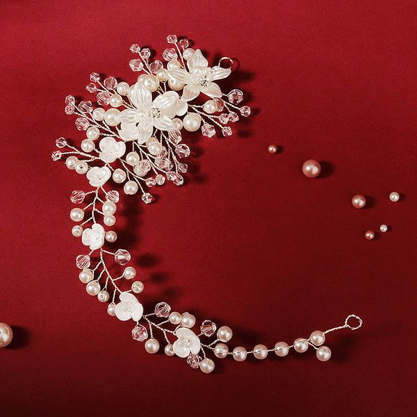 

retro silver color women luxury headband bride wedding headdress imitation pearl crystal hairband hair jewelry accessories xh, Golden;silver