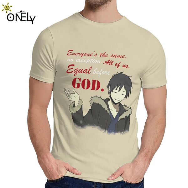 

for men t-shirt durarara orihara izaya equality quote game light novel natural cotton classic round neck vintage la camiseta