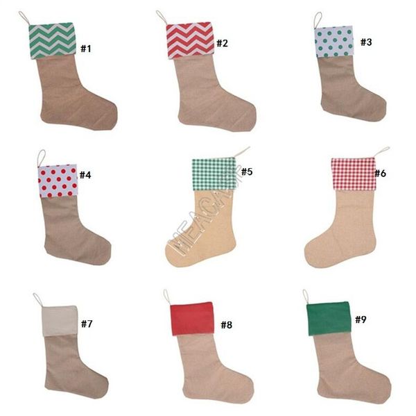 

new pure cotton canvas christmas stocking gift bags canvas party decors xmas stocking large plain burlap decorative socks hosiery d92106, Black;white