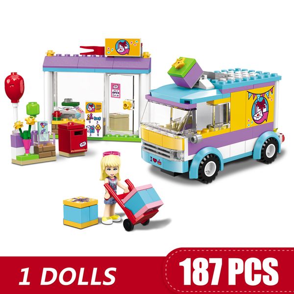 

187pcs small building blocks toys compatible with legoe heartlake city gift delivery shop gift for girls boys children diy