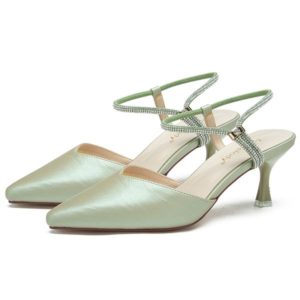 

luxury shoes women designers 2020 summer 6.5cm high heels green beige sandals 21802ayy4748, Black