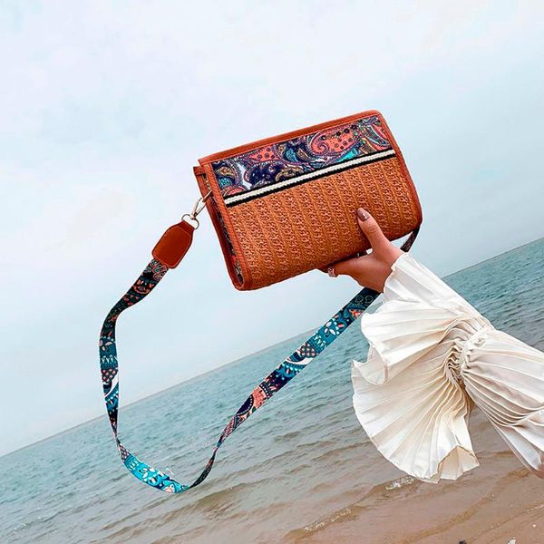 

lady retro ethnic wind straw sac en paille beach wild shoulder bag messenger bag dames tassen #j4s