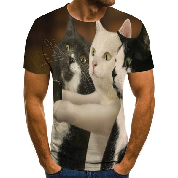 

new cool 3d print two cat male 3d print shirts plus size kawaii hippie men clothing
