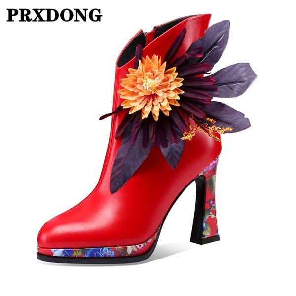 

boots fashion women genuine cow leather ankle autumn winter black red dress wedding shoes woman zip pointed toe short