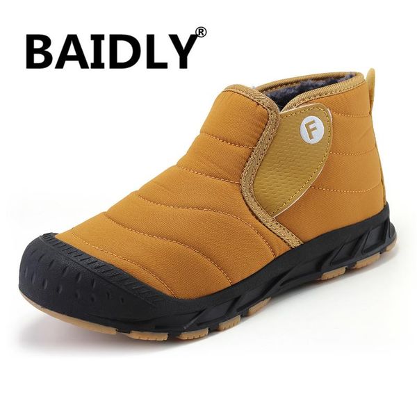 

men boots winter with fur super warm snow boots men winter work casual shoes sneakers high rubber ankle female, Black