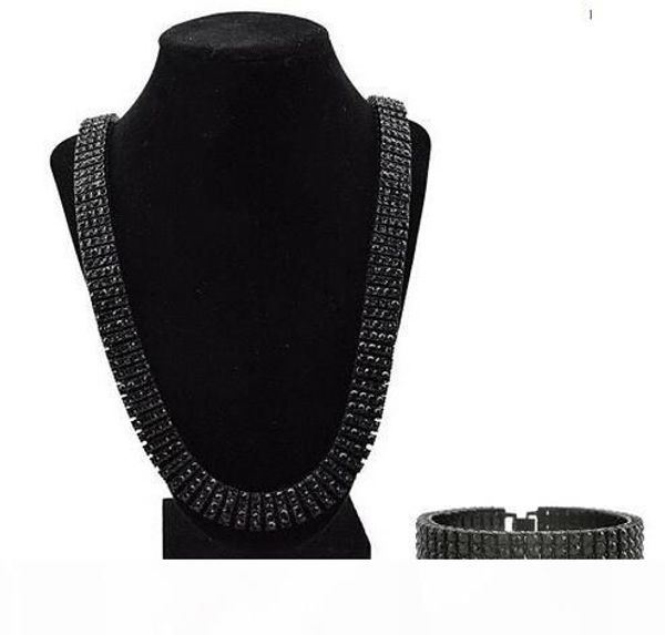 

men gold gun silver plated hip-hop iced out 30inches 4 row simulated diamond bling bling chain & bracelet mens jewelry