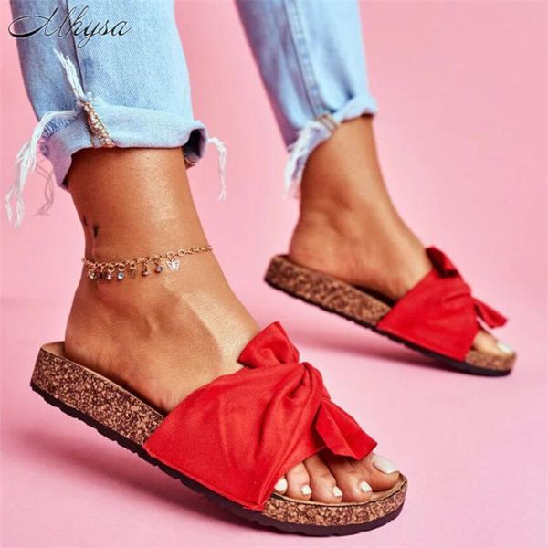 

2020 shoes woman slippers for women beach shoes bow slip on beach sandals women summer footwear flat slippers female plus size, Black