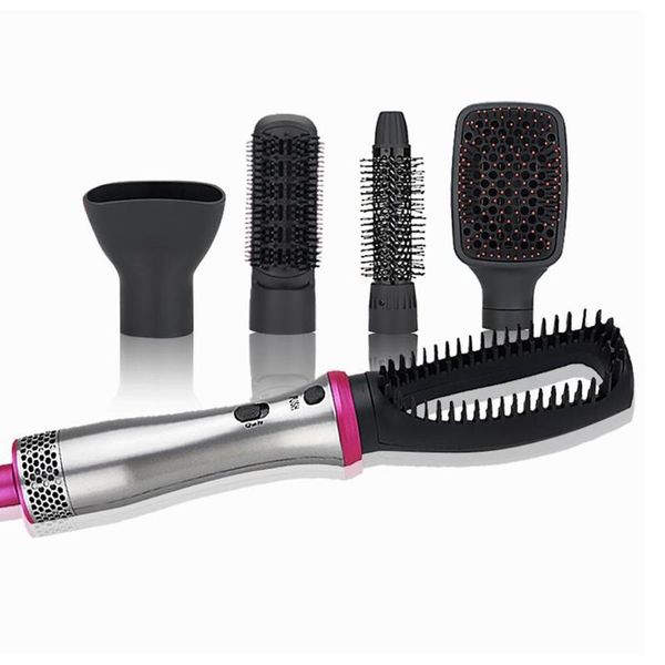

5 in 1 air brush set professional hair straightener curler dryer brush multifunction fast hester hair styling straight curl 1pcs, Silver