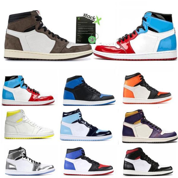 

2021 new 1 high og travis scotts basketball shoes spiderman unc 1s 3 mens homage to home royal blue men sport designer sneakers trainers, Black