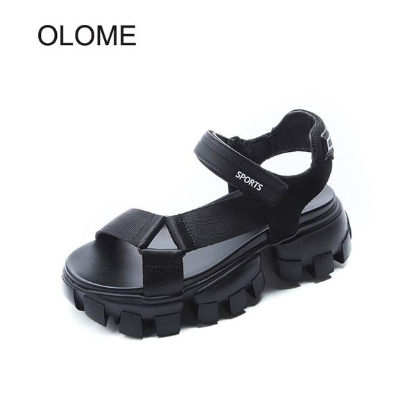 

summer new shoes women thick bottom footware female leisure sandals platform ladies casual chaussures hook&loop zapatos de mujer, Black