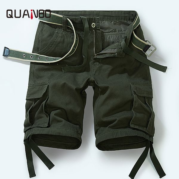 

big size 5xl 8xl summer men's loose multi pocket shorts cotton green casual tactical men shorts no belt, White;black