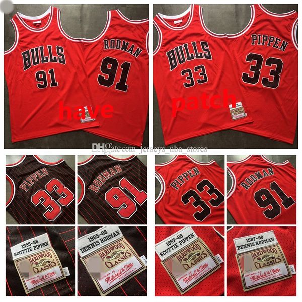 

Men Chicago Bulls Scottie Pippen Dennis 91 Rodman Mitchell & Ness Red Hardwoods Classics 1995-96 Swingman Jersey 01