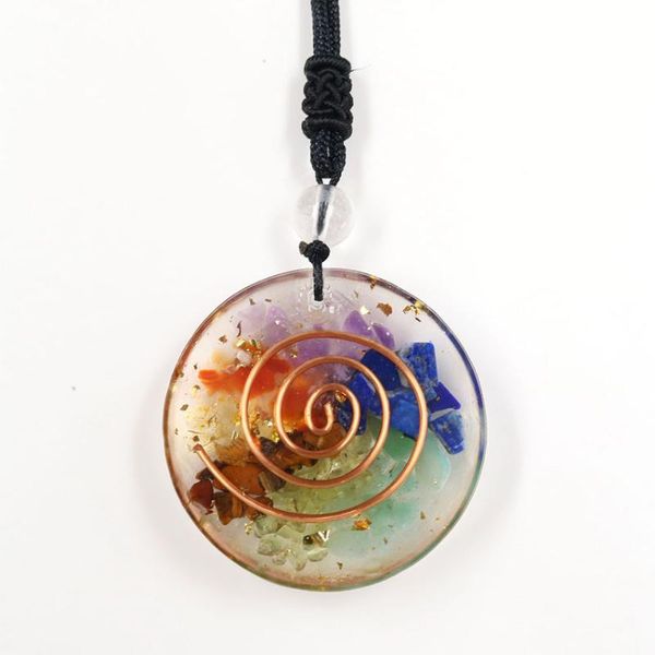 

pendant necklaces 39mm reiki healing colorful crystal stone amulet natural chakra orgone energy pendulum women, Silver