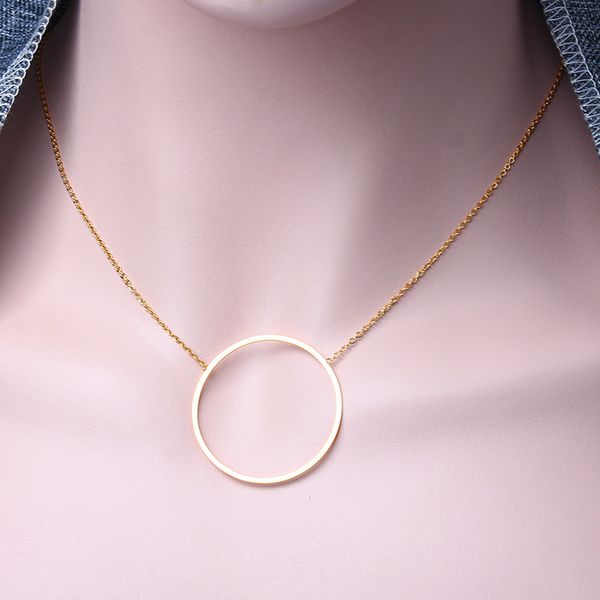 

hxd stainless steel necklace minimalism stainless steel circle necklace women pendant accessories chocker, Silver