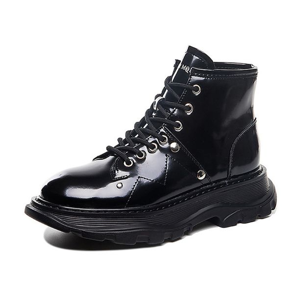 

han edition girls leather boots women casual and comfortable leather ms boots prevent slippery wear-resisting soles, Black