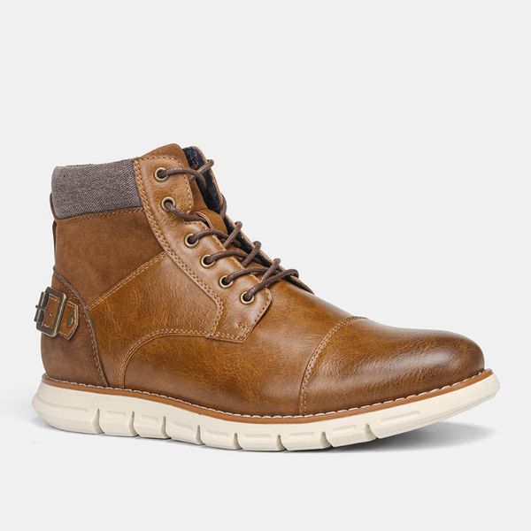 

40-46 brand men boots wootten men's casual shoes handsome comfortable spring retro leather boots #by507c3, Black