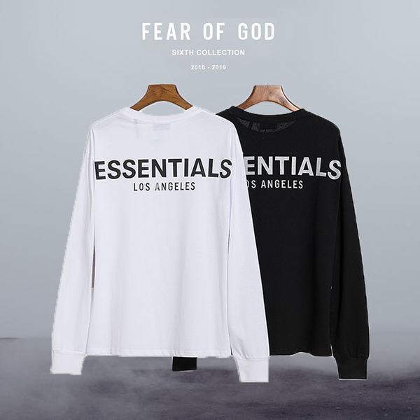 

страх божий essentials длинные рукава туман футболки 3m отражение печати man футболках winter autumn woman рыхлой streerwear мужские рубашки, White;black