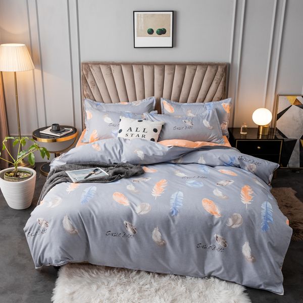 

light grey and orange  size feather duvet bedding sets