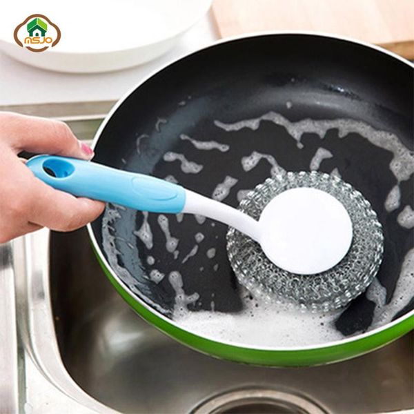

cleaning brushes msjo kitchen scrubber dish brush pot pan stainless steel clean wire ball metal bowl accessories
