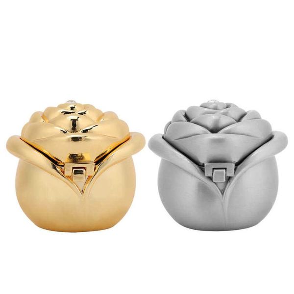 

jewellery storage organizer box vintage rose flower shape metal gift box case