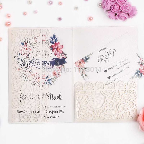 

greeting cards ponatia 20 pcs beige laser cut invitations card for wedding bridal shower engagement birthday
