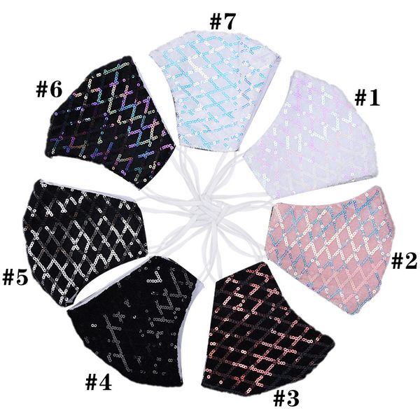 

design lace sequences face cover multi colors party masking for deroation personalized sequin double-layer cloth mask
