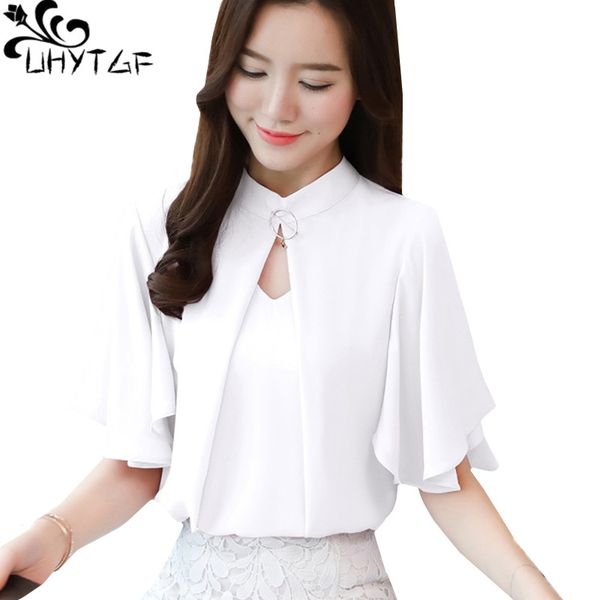 

uhytgf shirt women 2020 korean chiffon bat sleeve summer blouse woman red white other elegant womenswear loose plus size 967