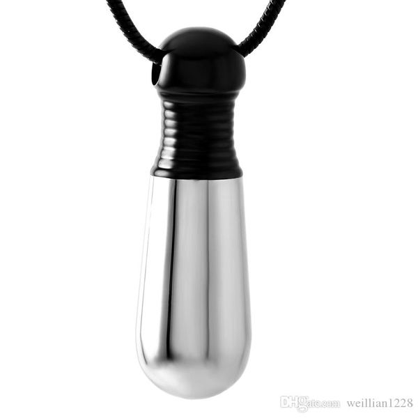 

new type z472 black baseball bat stainless steel cremation jewelry for loved ones ashes -keepsake memorial urn pendant necklace for unisex, Silver