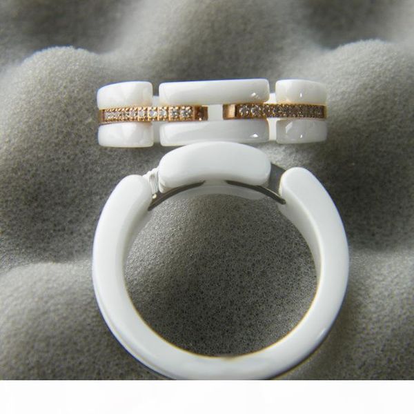 

ceramic ring paris diamond ring ultra series black & white women wedding party rings young & unique & distinctive ring, Slivery;golden