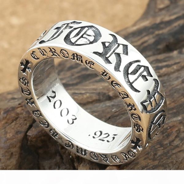 

925 sterling silver american europe vintage jewelry hand-made designer crosses antique silver band ring for men women's gift