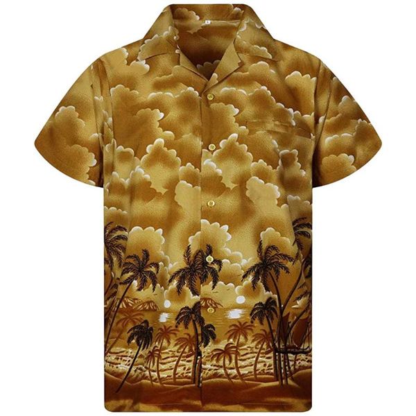 

2020 plus size summer men shirt button print shirt beach short sleeve quick dry blouse 3xl camisa masculina hawaiian, White;black