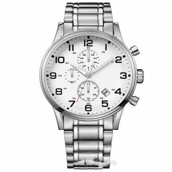 

2020 new fashion men 1513182 white chronograph dial stainless steel bracelet men's sport casual watch, Slivery;brown