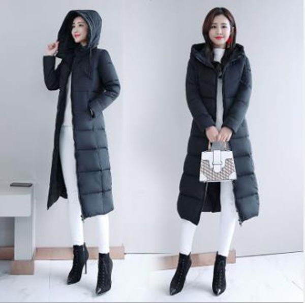 

wholesale fashion autumn and winter new style women's winter long down down padded jacket thick slim fit padded jacke, Black