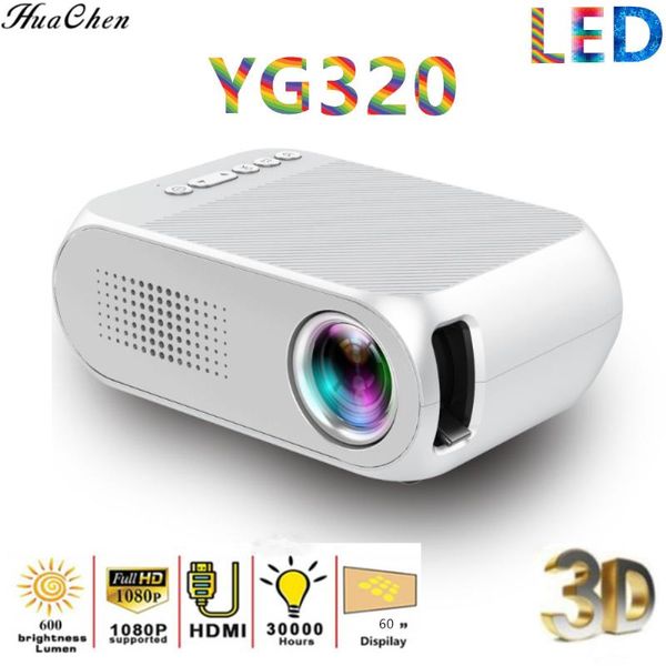 

yg320 home mini hd 1080p led mini portable projector 320x240 pixel hdmi proyector usb 3d projector
