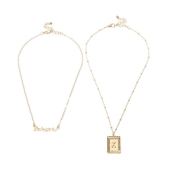 

letter babygirl square choker necklace for women jewelry collares chains friend girl accessories aesthetics suspension xl10222, Silver