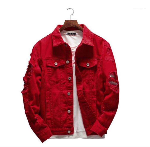 

весна осень 4xl отворотом шеи плюс размер полупальто пара high street fashion outerwears mens red hole демин куртки мужчины, Black;brown