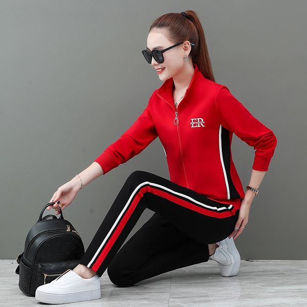 

костюм спортивная одежда suitspring и осенние виды спорта случайный костюм один клик распределение женской одежды осень 2020 новых женщин мо, Gray