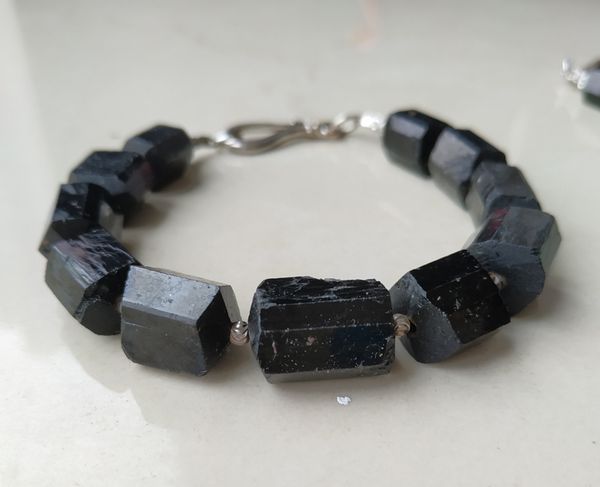 

ya4012 black tourmaline pyrite stone bracelet spacer clasp