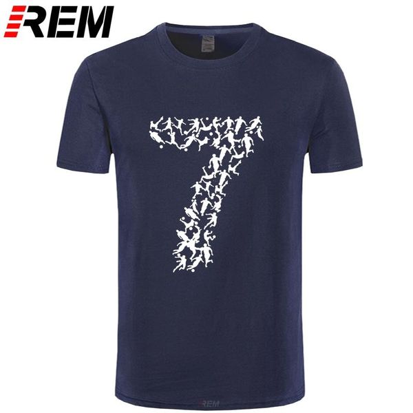

rem rugbies footballer t shirt fashion t-shirts slim fit o-neck men brand printed 100% cotton shirts number 7