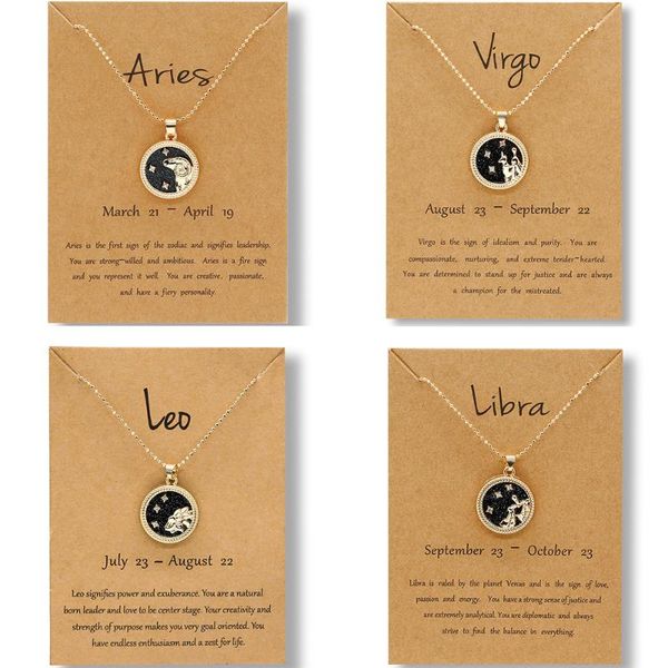 

men's women's gold color 12 constellation zodiac sign pendant necklace charm aries leo 12 horoscope choker jewelry dropshipping, Silver
