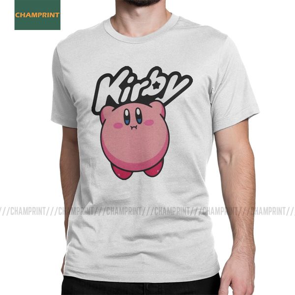 

funny kirby t-shirt men crewneck 100% cotton t shirt game cute star geek pink short sleeve tee shirt birthday gift clothes