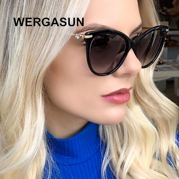 

wergasun luxury women sunglasses fashion cat eye ladies vintage retro brand designer oversized female sun glasses oculos gafas, White;black