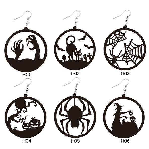 

halloween big round circle hollow spider web witch earrings drop dangle fashion festival party charms gift for women girls, Golden