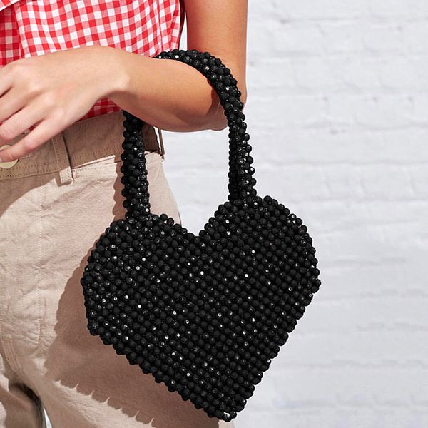 

2020 new heart-shaped beaded bag hand beaded handmade ins bag design cool lovely love beads bag