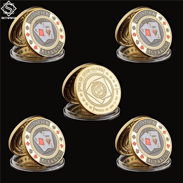 

5pcs big slick entertaining 3d poker chip craft colorful casino metal coin w/ coin capsule