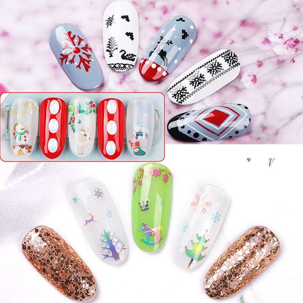 

christmas manicure sticker 3d christmas series cartoon sticker snowflake waterproof nail for nails santa claus gift, Black