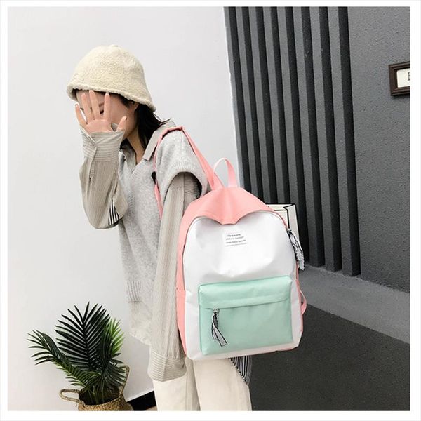 

teenager students new school bag women fashion cute patchwork color backpack girls korean large capacity travel casual handbag