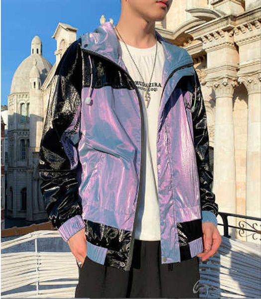 

2020 autumn new jacket male youth handsome men's casual jacket fashion color matching colorful men's clothing, Black;brown