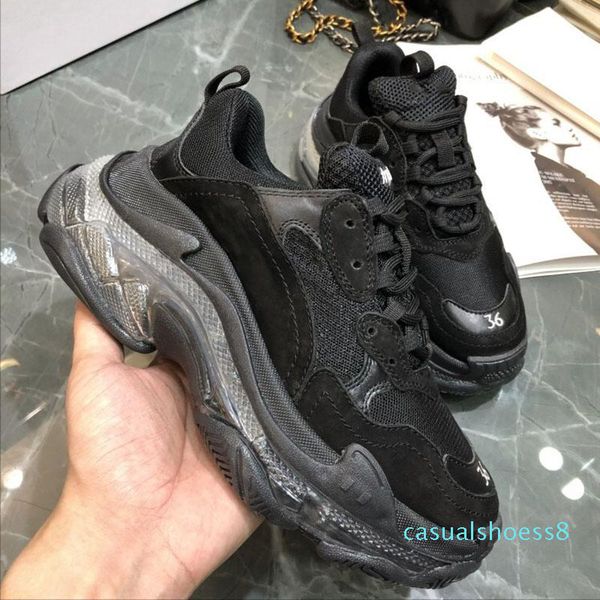 

paris 2049 crystal bottom triple-s leisure shoe luxury dad platform triple s sneaker for men women vintage kanye old grandpa trainer cs07c8, Black